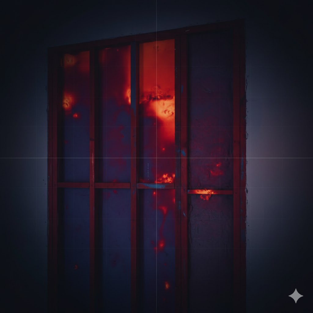 Thermal imaging heat map showing moisture detection during Perth building inspection